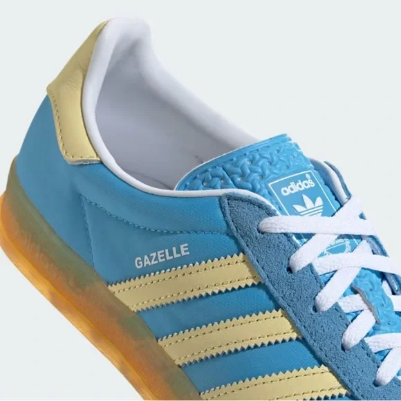 Adidas Gazelle Indoor Shoes in Semi Blue Burst/Almost Yellow - Picture 8 of 10